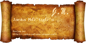 Janka Mátyás névjegykártya